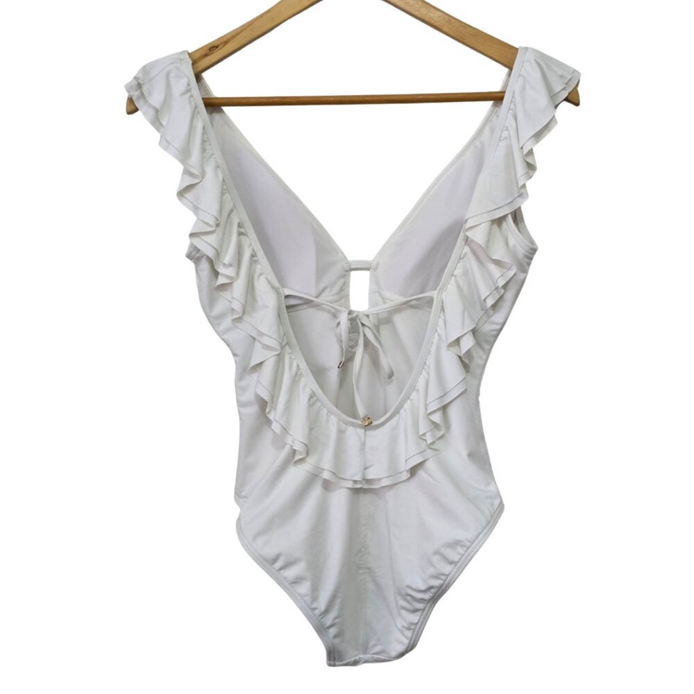 Michael Michael Kors Solid White Ruffle One Piece… - image 2